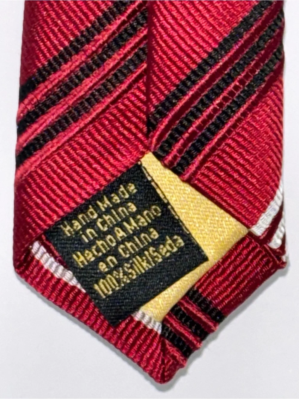 Donald J Trump Signature Collection Repp Tie 100% Silk Red Striped Gold Logo